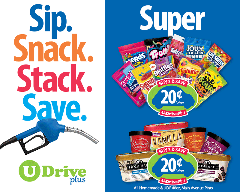 U-Drive Plus the fastest way to save on gas when you buy your favorite everyday soda, chips, candy and ice cream at United Dairy Farmers