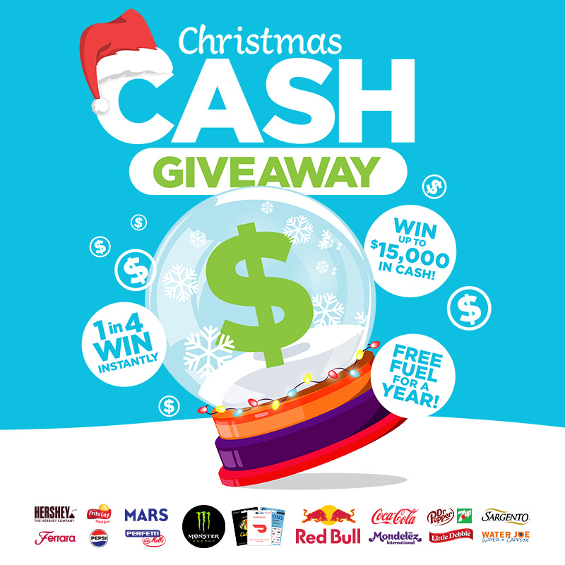 Christmas Cash Giveaway - Win up to $15,000 in cash or Free Fuel for a Year