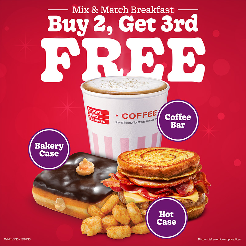 Mix and match breakfast. Buy 2, Get 3rd Free - Bakery, Coffee, Hot Case